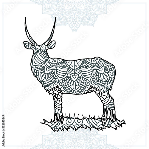 Animal Mandala. Vintage decorative elements. Oriental pattern, vector illustration.