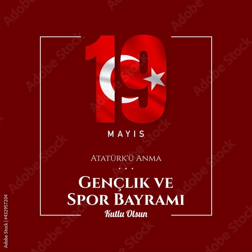 Turkey Holiday Background Design. Commemoration of Ataturk, Youth and Sports Day.