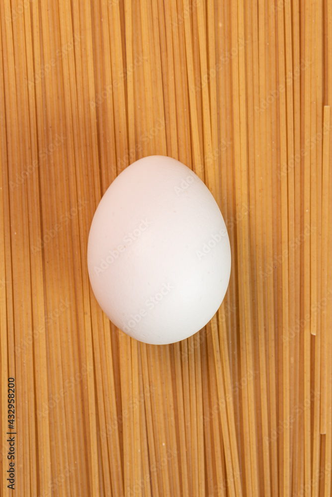 White egg on the raw pasta White egg on the raw pasta