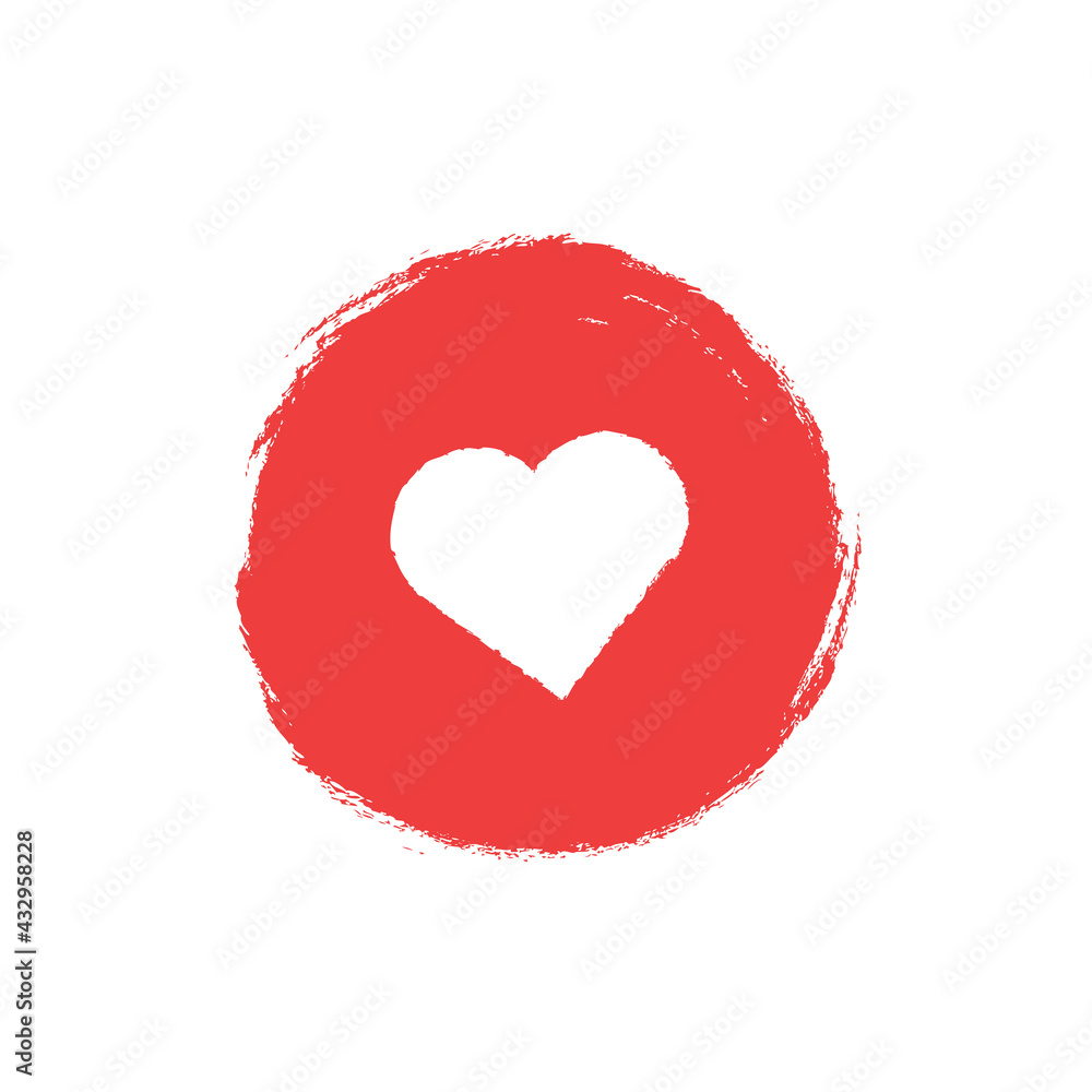 Heart red paint brush Valentine's Day on a white background