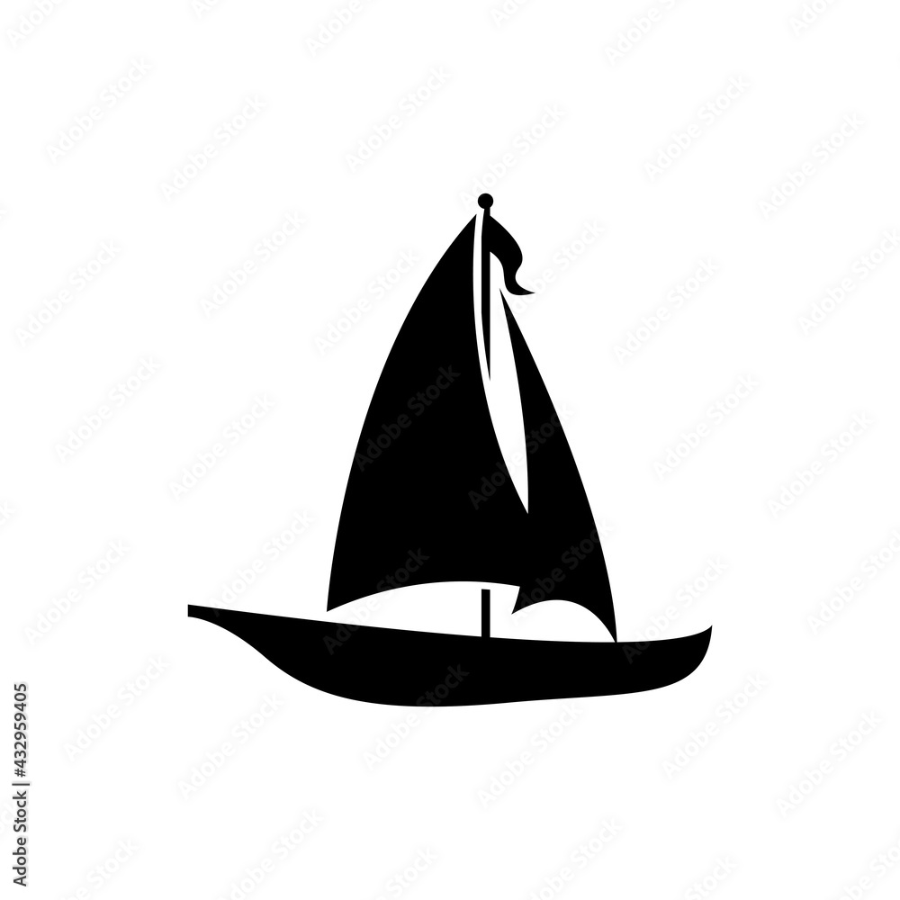 Asian Traditional Sailboat symbol design logo