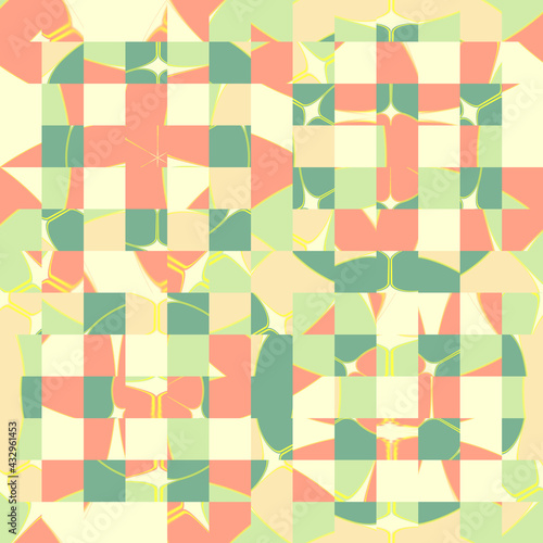 Checkered green and salmon