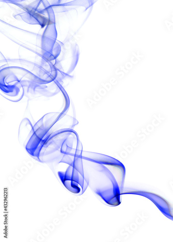 Swirling motion of blue smoke or fog group, abstract line isolated on white background