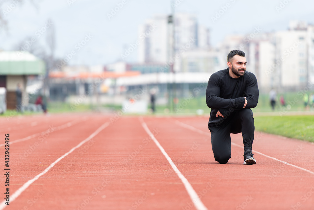 Athlete Man Resting After Running Outside