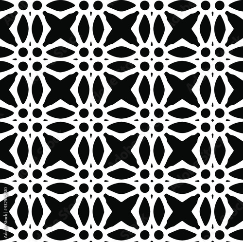 Geometric vector pattern with Black and white colors. Seamless abstract ornament for wallpapers and backgrounds.