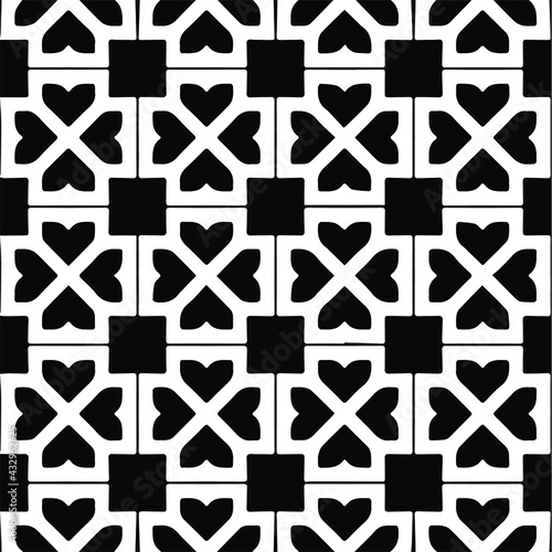 Geometric vector pattern with Black and white colors. Seamless abstract ornament for wallpapers and backgrounds.