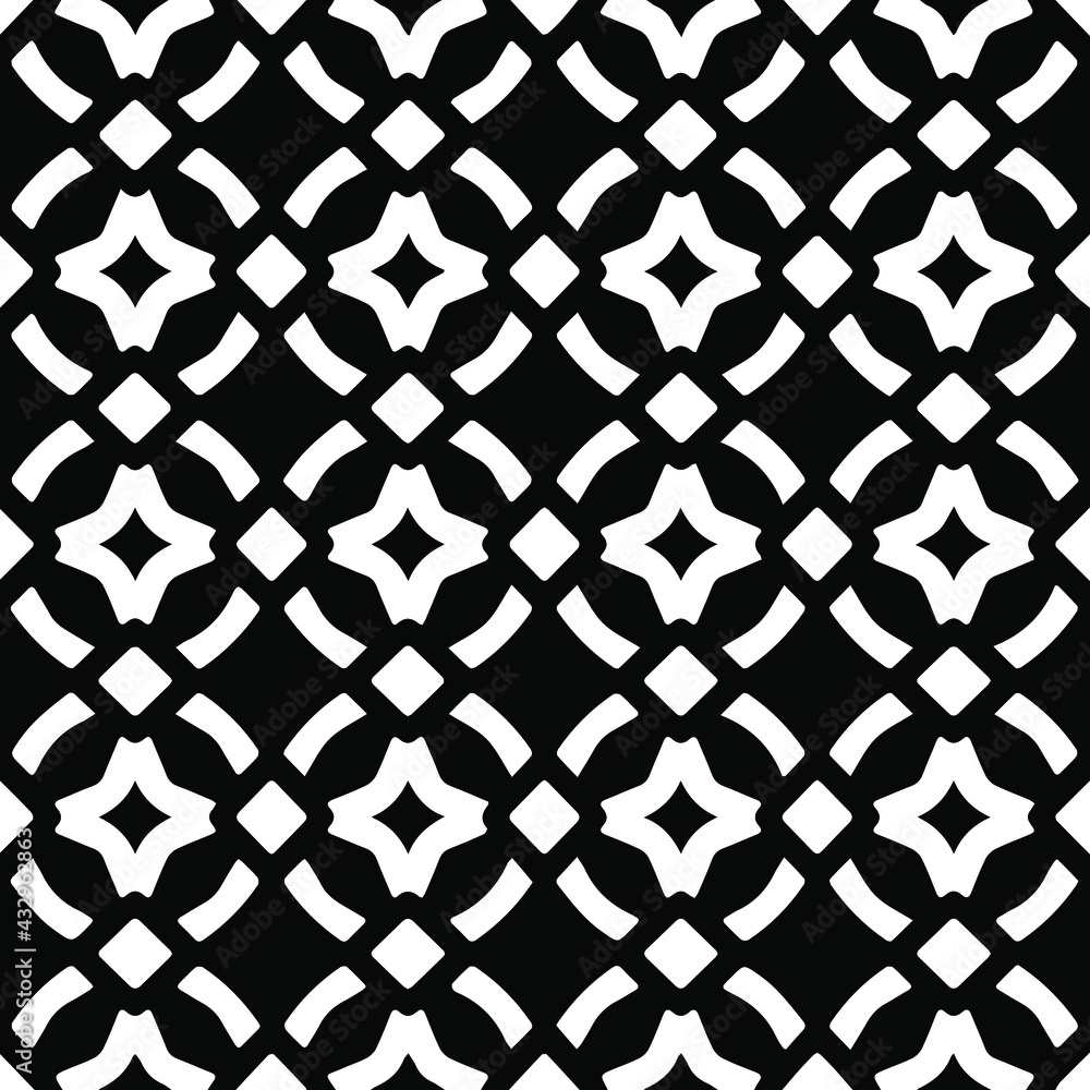 Fototapeta premium Geometric vector pattern with Black and white colors. Seamless abstract ornament for wallpapers and backgrounds.