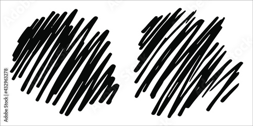 Set of grunge background patterns of slanting spirals. Hand drawn ink brush black and white stains design elements. Vector illustration for wallpaper, greeting card, wrapping paper, textile, cover, ba