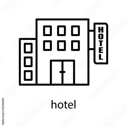 Hotel line icon. Editable stroke. Design template vector