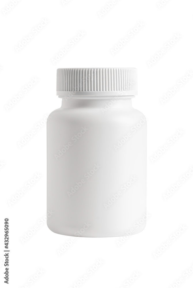 White medicine bottle isolated on white background. White medicine bottle isolated on white background.