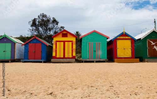 Brighton Bathing Boxes Line the Beach in Melbourne, Victoria, Australia © Matt