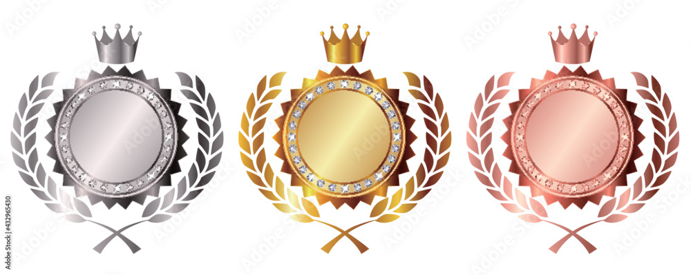 王冠 メダル ローレル アイコン Stock Vector Adobe Stock