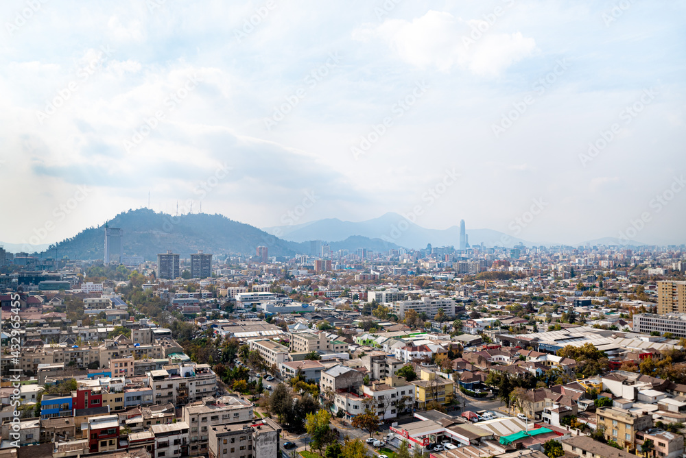 Panoramic view of Santiago de Chile during midday 