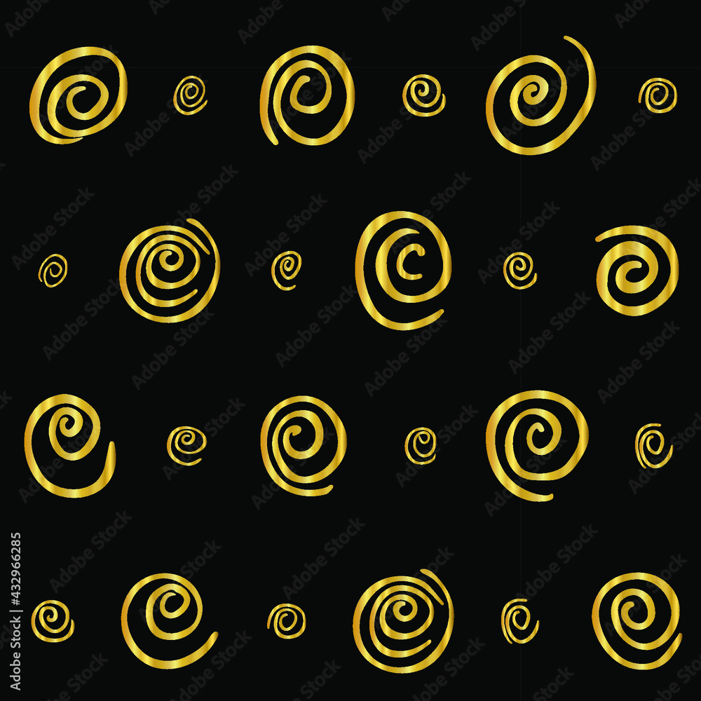 Grunge texture seamless pattern of golden shining spirals. Hand drawn ink brush sparkling gold stains design elements. Vector illustration for wallpaper, greeting card, wrapping paper, textile, cover Grunge texture seamless pattern of golden shining spirals. Hand drawn ink brush sparkling gold stains design elements. Vector illustration for wallpaper, greeting card, wrapping paper, textile, cover