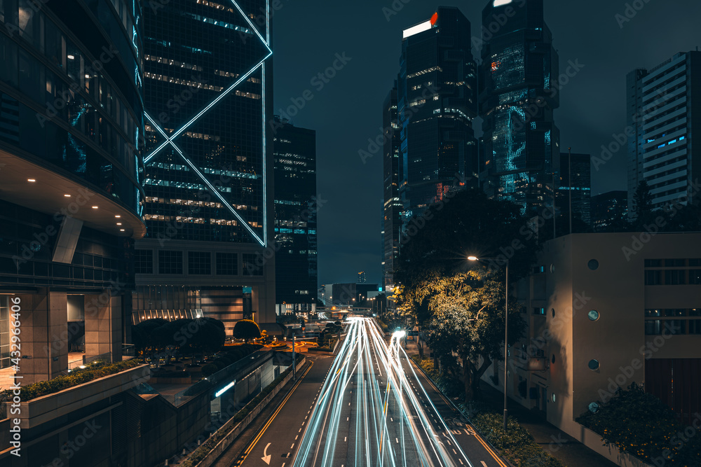 Traffic in Hong Kong city at night scenes