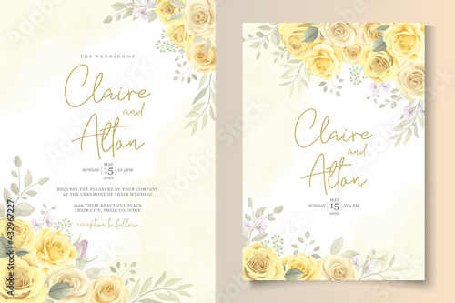Beautiful yellow floral wedding invitation card design