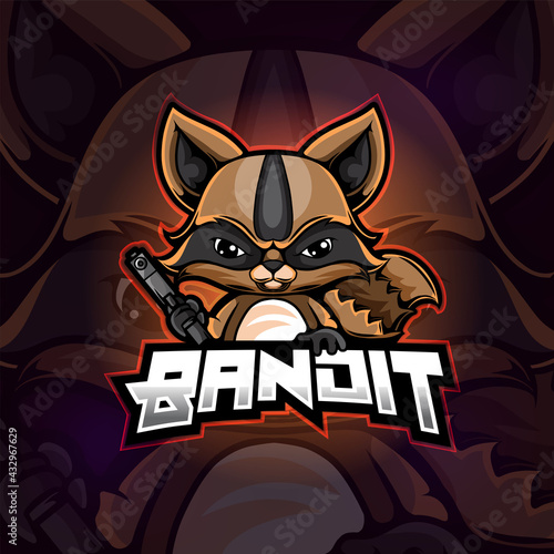 Raccoon mascot esport logo design