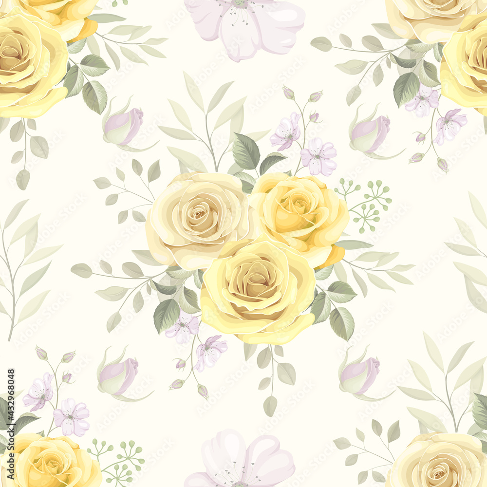Beautiful yellow floral seamless pattern background design