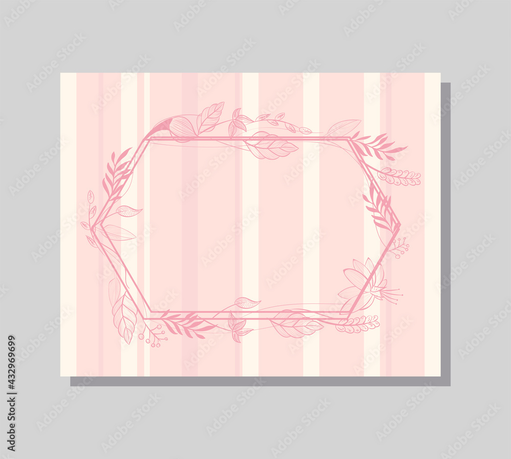 Striped card with leaves Striped card with leaves