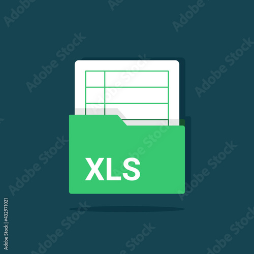 Vector of Speadsheet icon. XLS,or XLSX file format icon combine with folder icon. digital worksheet.