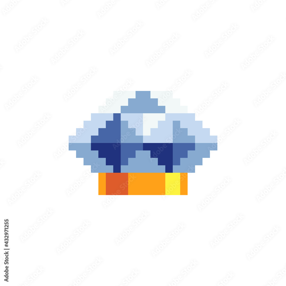 Precious stone pixel art style. Beautiful gem. Diamond icon. Knitting design. Jewelry store logo. 8-bit sprite. Isolated vector illustration. Game assets. Precious stone pixel art style. Beautiful gem. Diamond icon. Knitting design. Jewelry store logo. 8-bit sprite. Isolated vector illustration. Game assets.