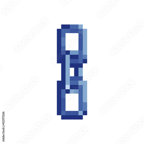 Сhain pixel art style, link, chainlet isolated vector illustration on white background.  Decorative element design template for logo, web, app.