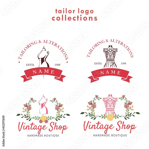 Tailor Logo Set  Tailor Boutique Logo Collections  Simple Tailor Collections Logo Vector Design Template