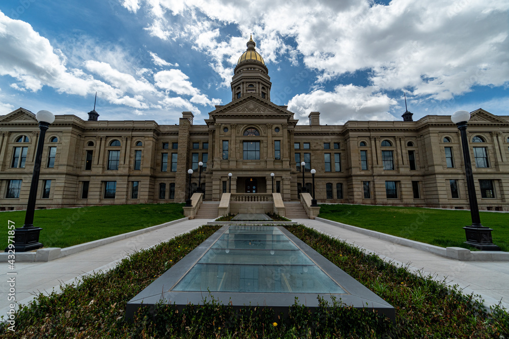 Wyoming State Capitol Building in Cheyenne, WY on a bright sunny spring day