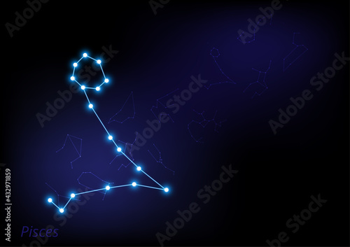 Abstract zodiac star sign. Astrological background vector illustrator. Pisces.