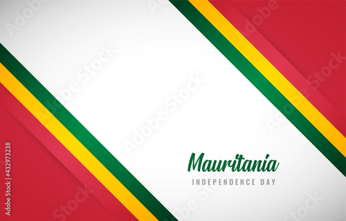 Happy Independence day of Mauritania with Creative Mauritania national country flag greeting background
