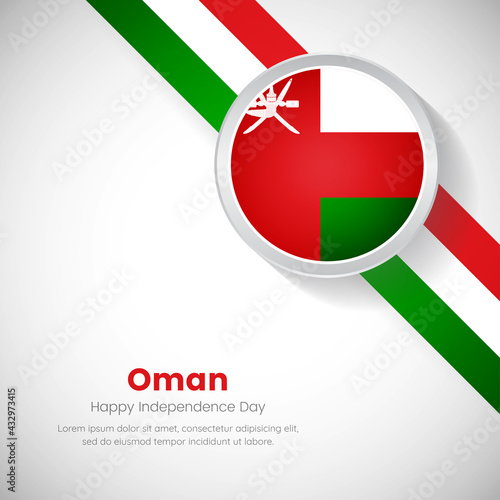 Creative Oman national flag on circle. Independence day of Oman country with classic background