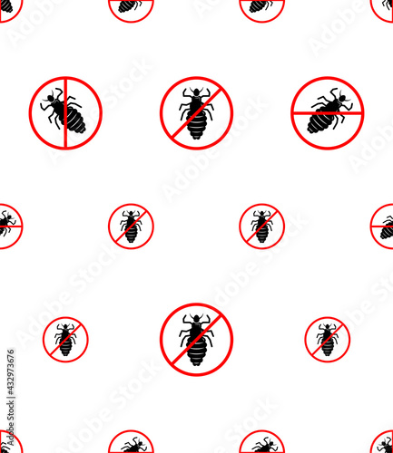 No Louse Icon Seamless Pattern, Lice Free Icon, Anti Lice, Wingless Insect, Obligate Parasite