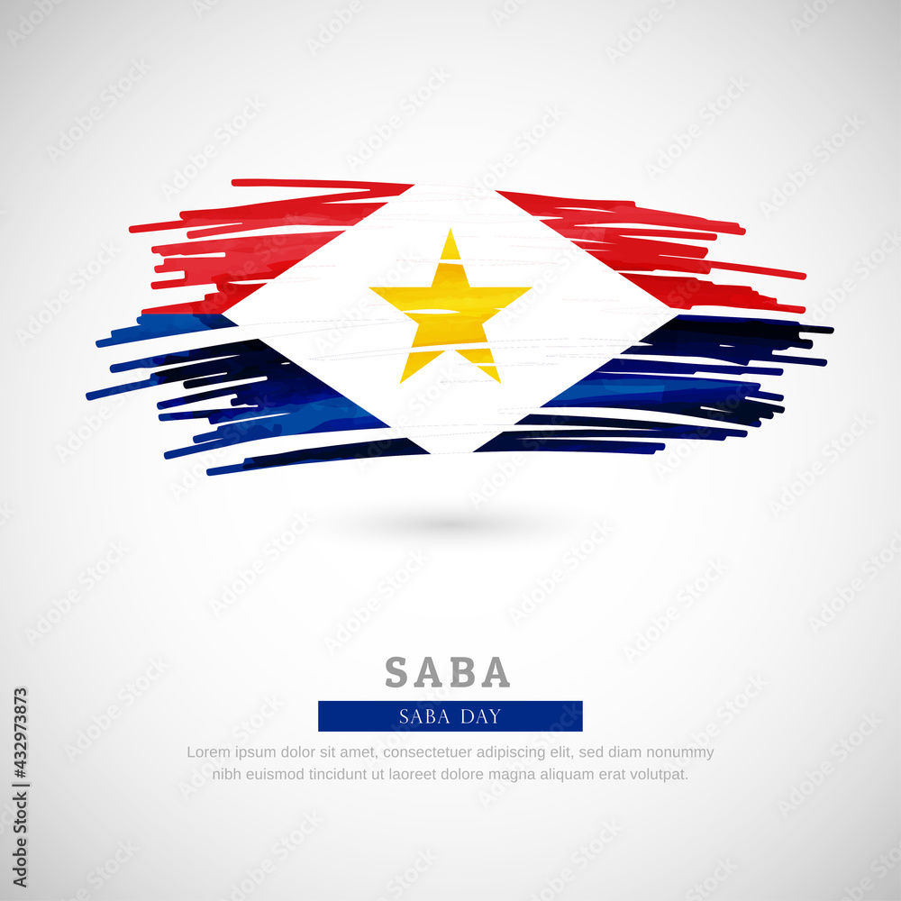 Brush flag of Saba country. Happy Saba day with grungy flag background Brush flag of Saba country. Happy Saba day with grungy flag background