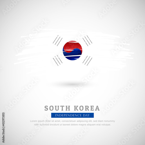 Brush flag of South Korea country. Happy independence day of South Korea with grungy flag background