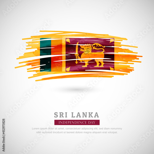 Brush flag of Sri Lanka country. Happy independence day of Sri Lanka with grungy flag background