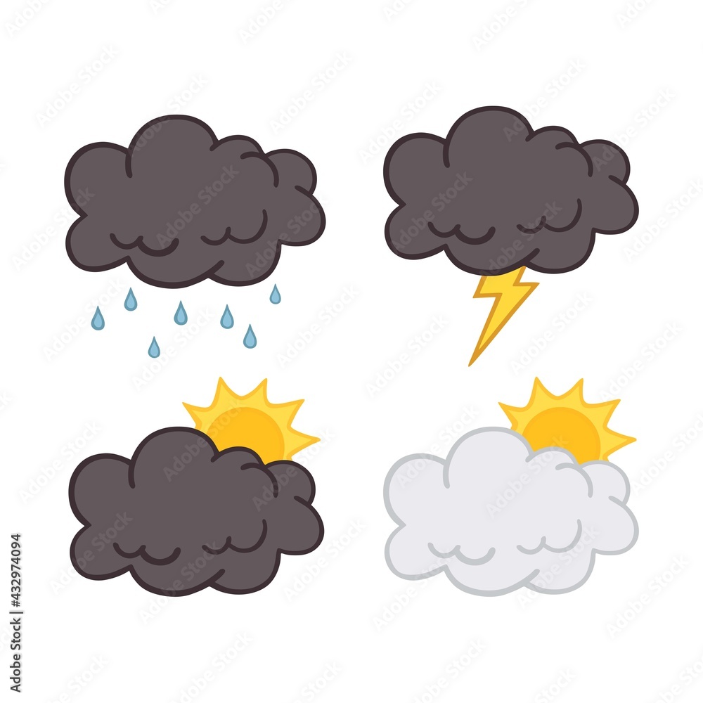 Cloud Set Weather Element Set Collection, Flat Design Cloud Set Weather Element Set Collection, Flat Design