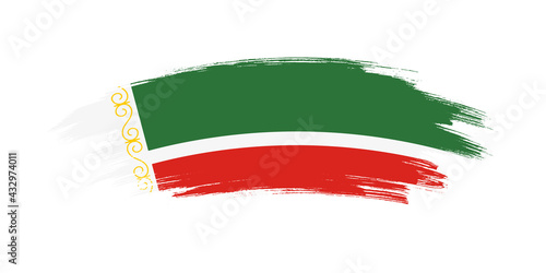Artistic grunge brush flag of Chechnya isolated on white background