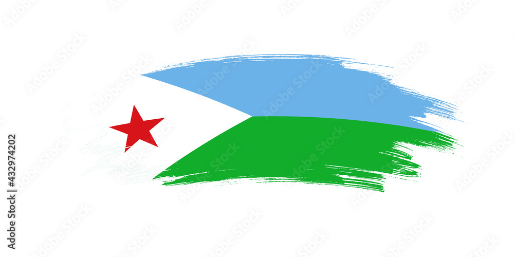 Fototapeta premium Artistic grunge brush flag of Djibouti isolated on white background