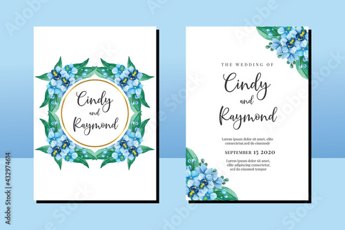Wedding invitation frame set  floral watercolor hand drawn Orchid Flower design Invitation Card Template