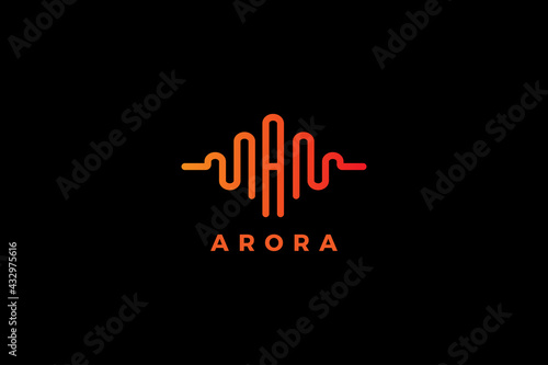 Letter A red wave frequency logo design