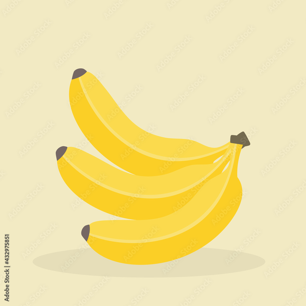 Cartoon bananas. Tropical fruits, banana snack or vegetarian nutrition. Vegan food vector icons in a trendy cartoon style. Healthy food concept. 