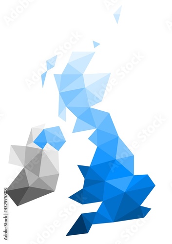 Polygonal United Kingdom vector world map on white background.