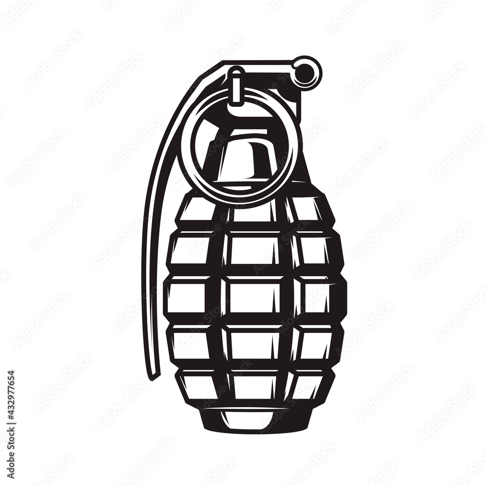 Fototapeta Ilustracja granatu w stylu monochromatycznym. Element projektu logo, etykieta, znak, godło. Ilustracja wektorowa
