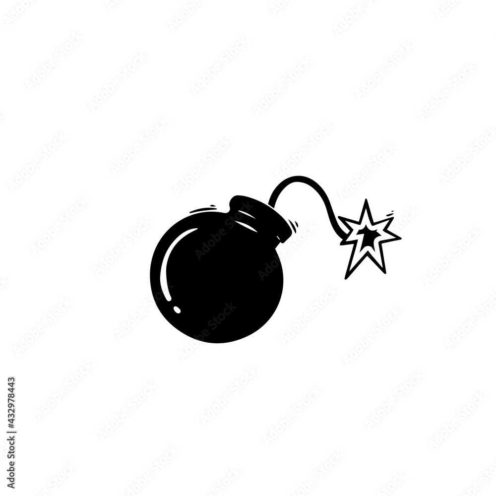 Cartoon drawing of a bomb with a wick Cartoon drawing of a bomb with a wick