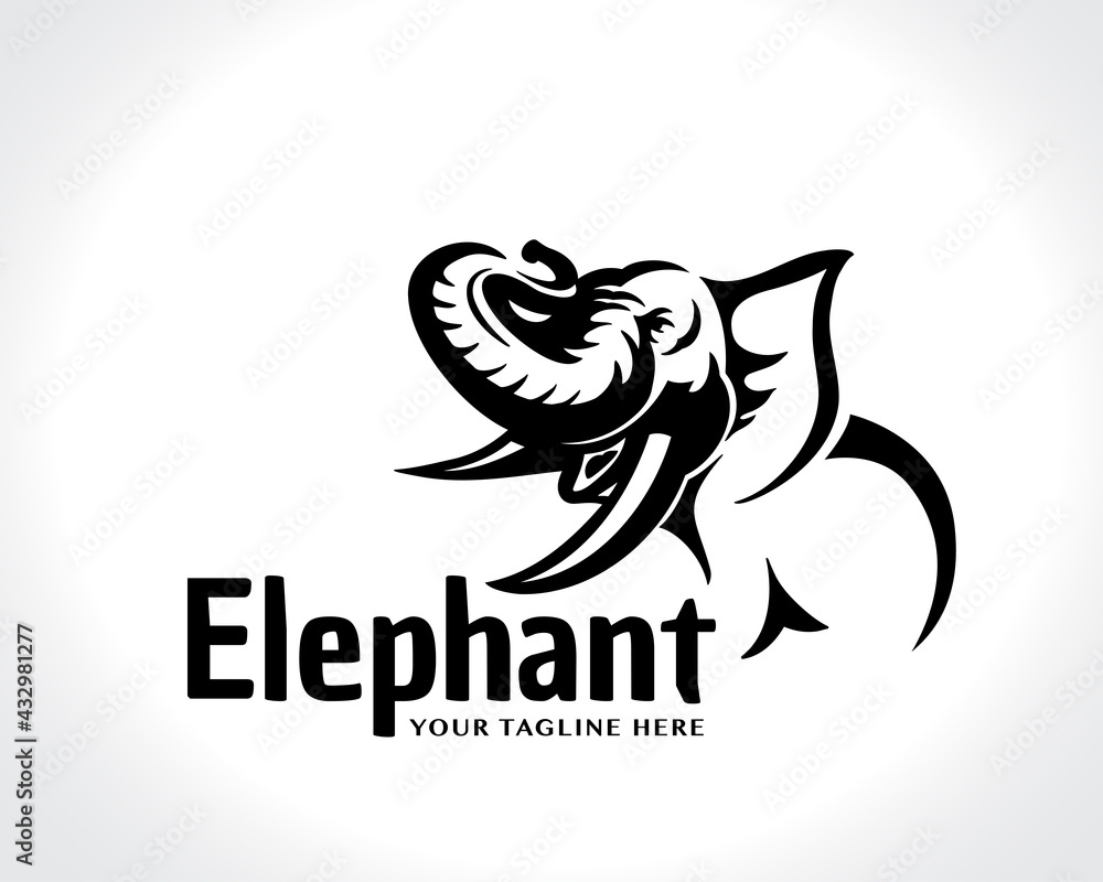 elephant drawing art logo design illustration