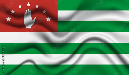 Abstract waving flag of Abkhazia with curved fabric background. Creative realistic waving flag of Abkhazia vector background