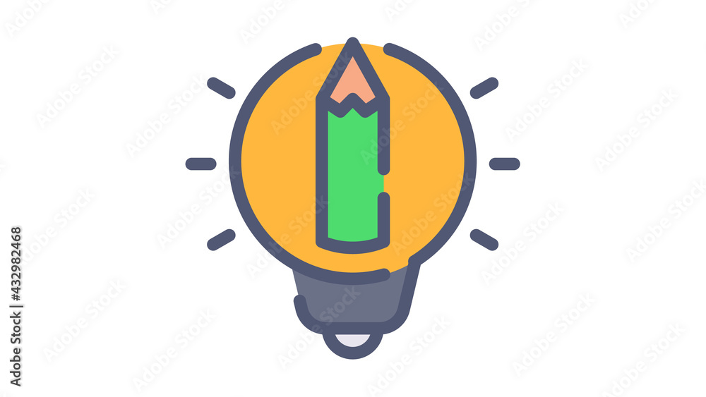 innovation light pen create single isolated icon with flat dash or dashed style