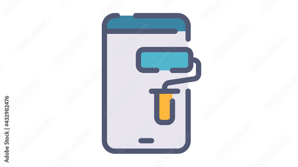 app design smartphone single isolated icon with flat dash or dashed style app design smartphone single isolated icon with flat dash or dashed style