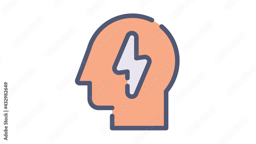 idea thinking inspire single isolated icon with flat dash or dashed style