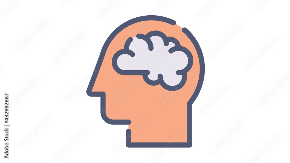 thought imagination brain intellect single isolated icon with flat dash or dashed style thought imagination brain intellect single isolated icon with flat dash or dashed style